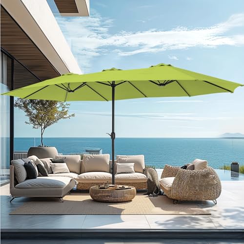Image of PHI VILLA 15ft Large Outdoor Patio Umbrella with Base Included, Lime Green