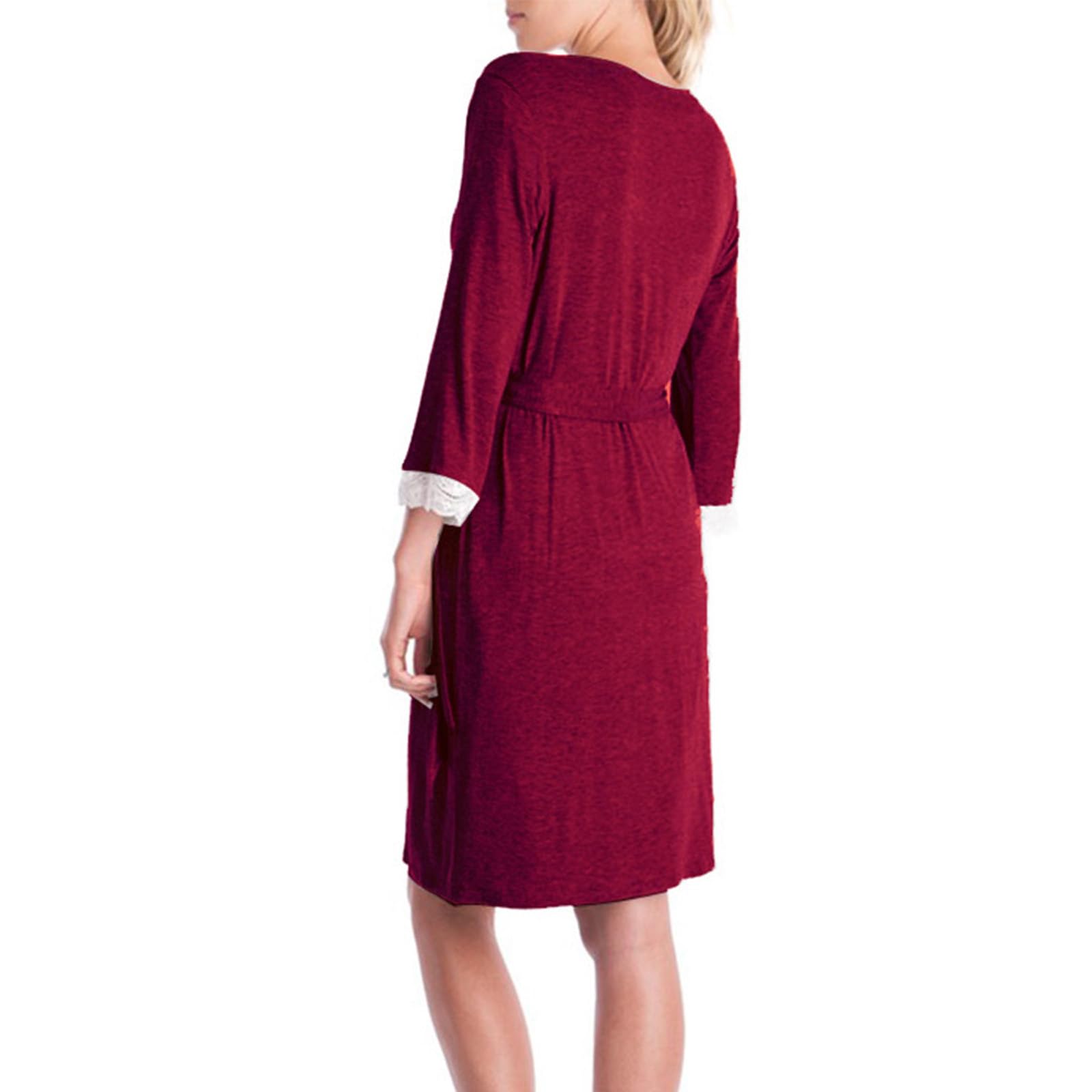 Camicia da notte premaman in cotone per donne incinte, regolabile, per allattamento, con abito da pigiama traspirante e vestiti con cintura