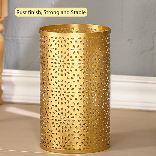 Image of Gold Trash Can, Gold Trash Can for Bathroom, Metal Garbage Can for Offices, 7 inch W X 7 inch L X 12 inch H