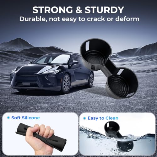 Image of Center Console Cup Holder Inserts for Lexus ES /ES350e /ES350h /ES500e 2026+, Interior Accessories Silicone Car Cup Holders Covers Protector for 2026+ ES, Black