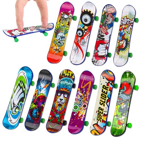 GWEOR 8 Pièces Mini Skate Doigt Finger Skate, Mini Planche à roulettes avec Motif Aléatoire, Jouet de Doigt Professionnel pour Enfants et Adultes, Idéal...