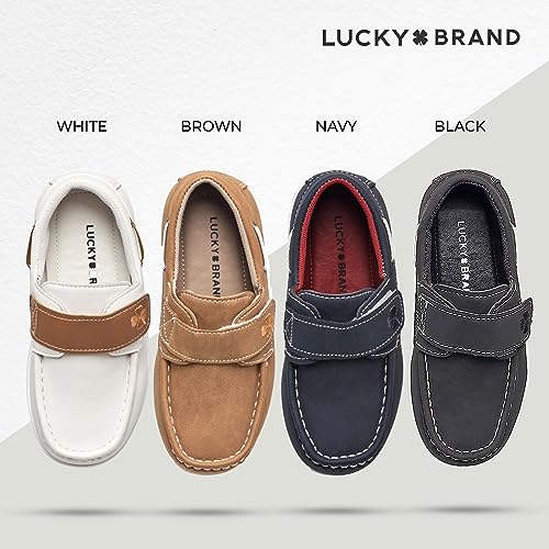 Image of Lucky Brand Boat Shoes for Kids | Kid's Loafers & Sneakers with Velcro Closure | Fashionable School Shoes | Boys Casual Shoes (Little Kid & Big Kid)