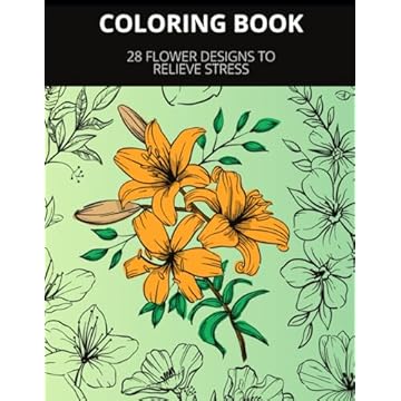 Capa do livro Coloring Book: 28 Flower Designs to Relieve Stress (Portuguese Edition)