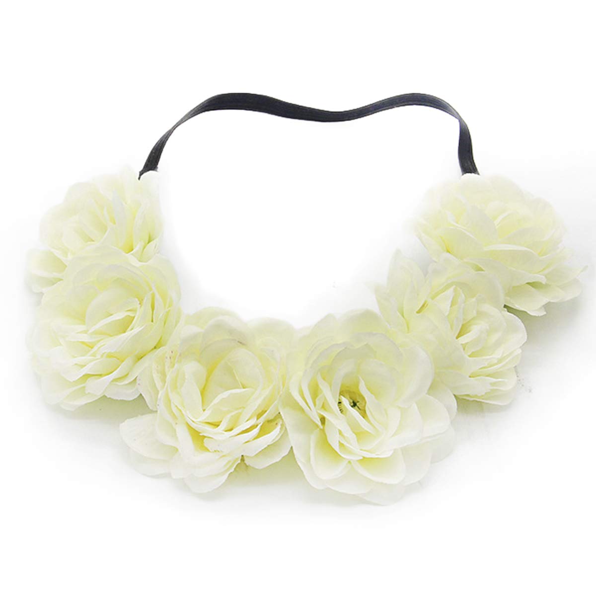 Miaoo Rose Floral Crown Garland Headband Wedding Party Festival Hair Accessories To Girls Bride and Bridesmaid (White)