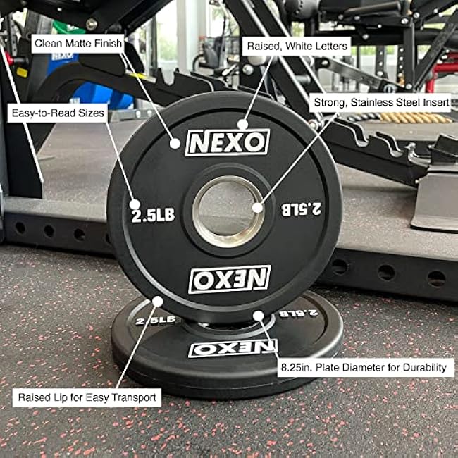 NEXO 2.5LB Matte Black Rubber Bumper Plate Pair - Premium Matte Finish 2x 2.5LB Cross Training Weight Plates