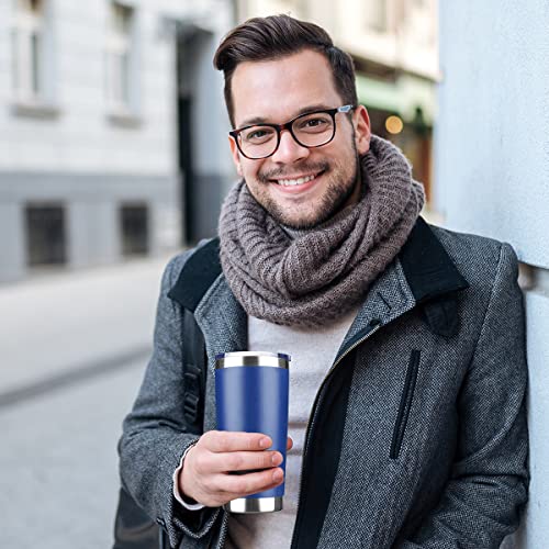 Ecomozz 20Oz Tumbler Stainless Steel Vacuum Insulated Mug With Lid, Double Wall Travel Mug, Durable Powder Coated Coffee Cup, Suitable For Ice Drinks And Hot Beverage（New Blue 12 Pack） #TOP5