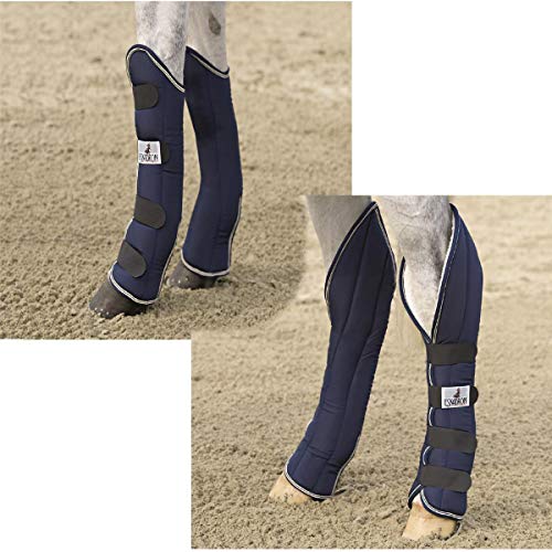 Niedrige Transportgamaschen Warmblut Marineblau - 4-tlg Set Mit Polsterung & Klettverschluss