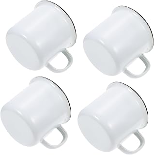4pcs Retro Enamel Tea Mug Lightweight and Unbreakable Drinking Cups for Home Office and Restaurants Vintage Style Tea Storage Mugs