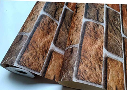 Image of Eurotex PVC Self-Adhesive 3D Brick Design Wallpaper, 57 sq. ft