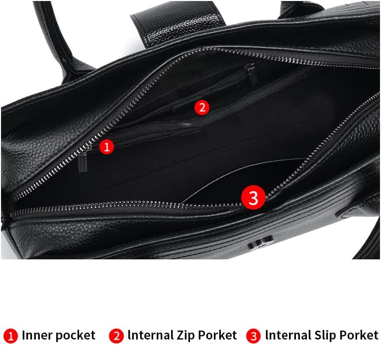 Genuine leather women's handbag with detachable shoulder strap, black, cross-body, single-strap, large capacity, purse - Image 5