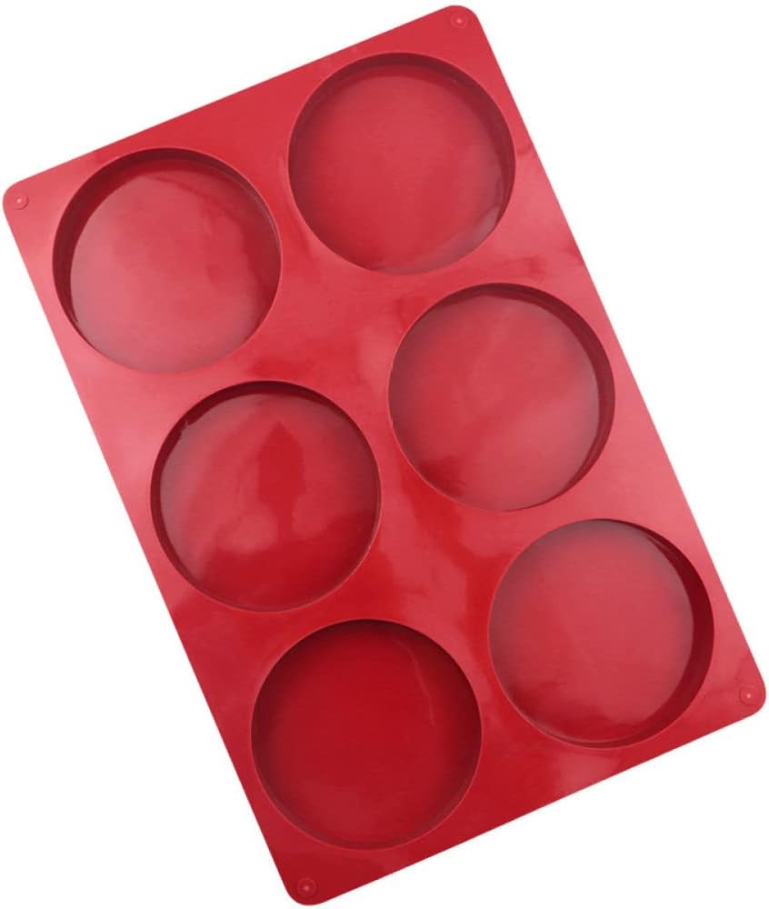 Cake Mold 6 Cavity Large Disc Silicone Mold Baking Muffin Pan Resin Coaster Baking Pan/Suitable for 137 (Color : S) (M)