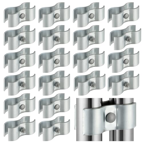 Alffun 20 Sets 1-3/8 inch Dog Kennel Clamps Chain Link Fence Panel Clamps for OD Round Pipe Galvanized Fence Clamp Chain Link Fence Hardware