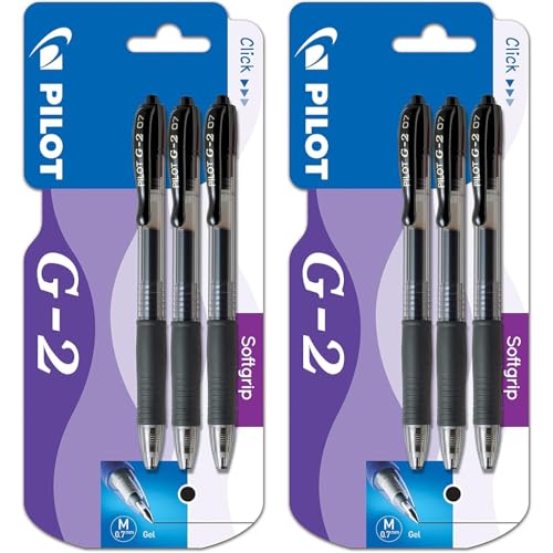 Stylos gel Pilot G207 noir 0.7mm ecriture fluide anti bavure x6