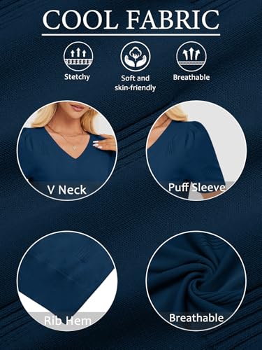 Image of ATHMILE Summer Tops for Women 2025 Short Sleeve V Neck Sweaters Dressy Casual Blouses Lightweight Thin Knit Fashion Shirts