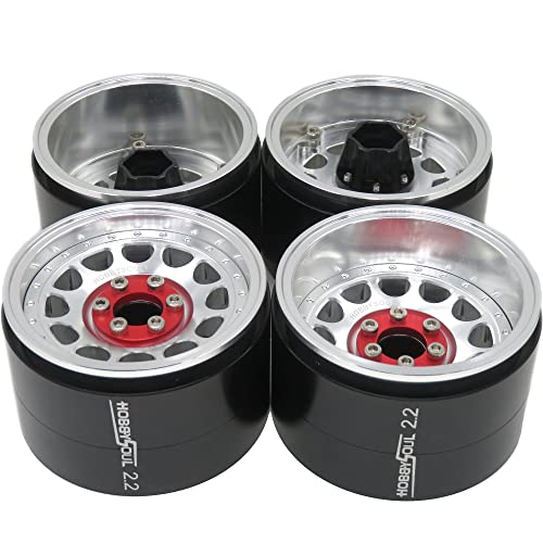 hobbysoul Wide 1.57'' (40mm) 2.2 Beadlock Wheels Adjustable 4 Offsets Rims for Gen8 Everest gen 7 Pro / SCX10 Capra Wraith / TRX4 AMG 6x6, (4-Pack)