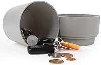 Vista 26 de Maceta con compartimento oculto seguro y secreto, ocultador de llaves secretas, oculta una caja fuerte secreta para llaves (negro 2)