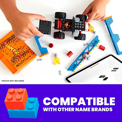 MEGA Hot Wheels Monster Trucks Building Toy, Smash & Crash Bone Shaker Crush Course with 151 Pieces, 1 Figure and 1 Ramp, Red - Image 3