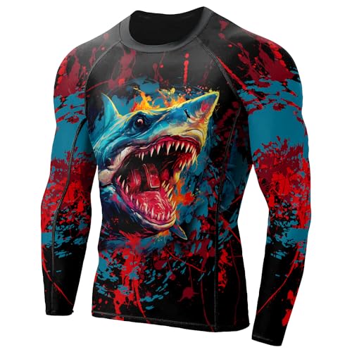 Desantiago Men's Rash Guard Shirts Long Sleeves, Non See-Through Fabric, Rash Guard for Men BJJ