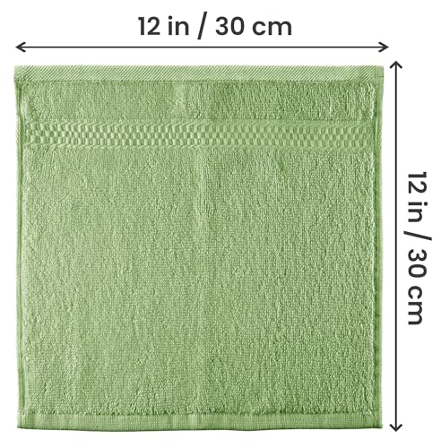 Image of Utopia Towels 12 Pack Premium WashCloths, 12x12 in, 100% Cotton, Sage Green | Highly Absorbent Soft Feel Lightweight Washcloths - Premium Ring Spun Cotton, Ideal for Bathroom, Spa, Gym & Face