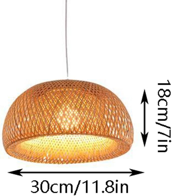 Lampe en osier et suspension rotin rustique pour 1 ampoule E27