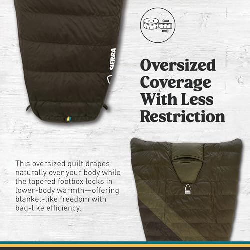Image of Sierra Designs Cloud 20 Degree DriDown Sleeping Bag Ultralight Zipperless Down Sleeping Bag for Backpacking and Camping
