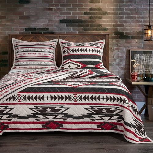 Image of Paseo Road Cortez 3 Piece Full /Queen Cotton Aztec Western Bedding Quilt Set
