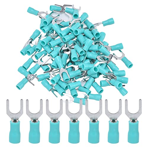 ANKROYU 100PCS SV1.25 5 Insulated Fork Spade Wire Connector, Copper Fork Spade Wire Connector, Insulated Wire Electrical Connectors for Electrical Equipment