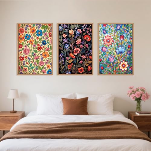 LHIUEM Large Vintage Botanical Flower Framed Canvas Wall Art,Abstract Colorful Wildflower Wall Decor,Rustic Bouquet Wall Painting,Poster Artwork for Living Room,Bedroom,Dining Room,Office -24"x36"x3 by LHIUEM - Image 5