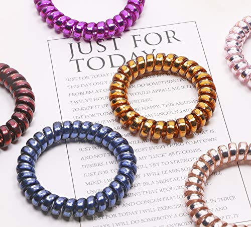 Shapenty 6 Colors Plastic Elastic Stretch Spiral Coil Wristband Bracelet With 1 Inch Metal Split Key Ring Chain For Gym Pool Id Badge Pet Luggage Tags And Outdoor Sports, Random Color, 6Pcs #TOP4