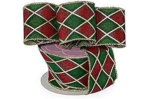Christmas Harlequin Diamond Wired Ribbon