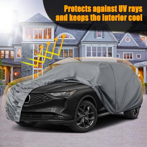 Image of Waterproof Premium Car Covers Replace for 2014-2025 Acura MDX, 10 Layers Heavy Duty with Cotton Liner Car Cover with Zipper Door, Windproof Bands for Snow Rain Dust Protection