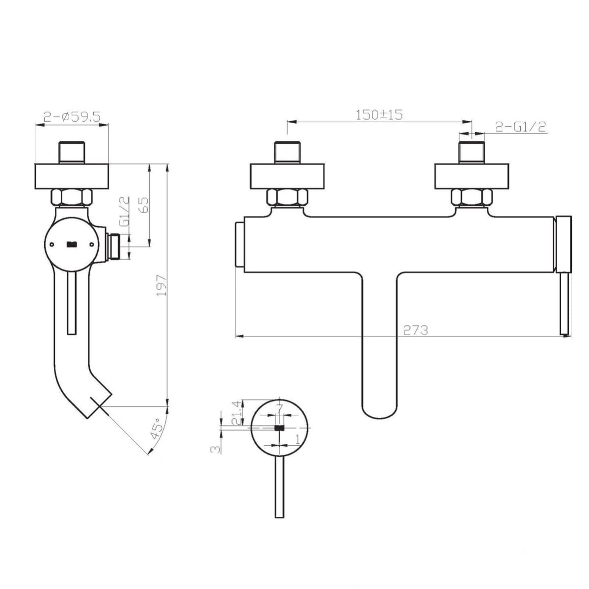 Essebagno Luisa mitigeur bain-douche mécanique or brossé