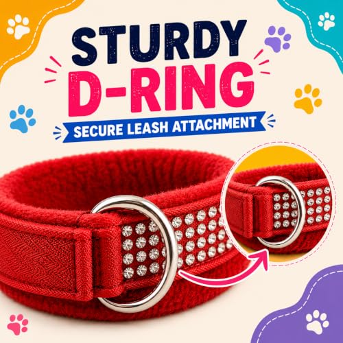 Image of Customized Dog Neck Belt Collar with Name ID Tag, Soft Fur Padded Dog Collar | for 36-45 Kilograms Dogs (XL, RED)