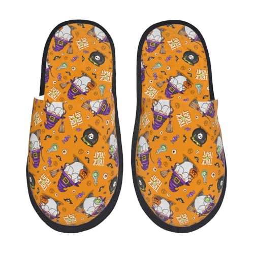 Halloween Witches Gnome Print Women'S Fuzzy Slip On Indoor Outdoor Winter House Slippers