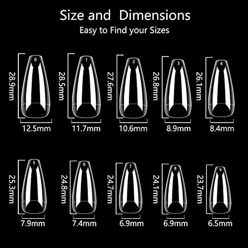 SOSPIRO nageltips ballerina, 500 Stück Klar kunstnägel fake nails Acryl press on nails set für Nagelstudios und DIY… – Bild 3