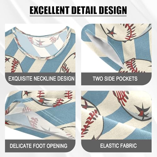 senya Short Sleeve Pajamas Sets Summer Cotton Sleepwear Baseball Balls Star4