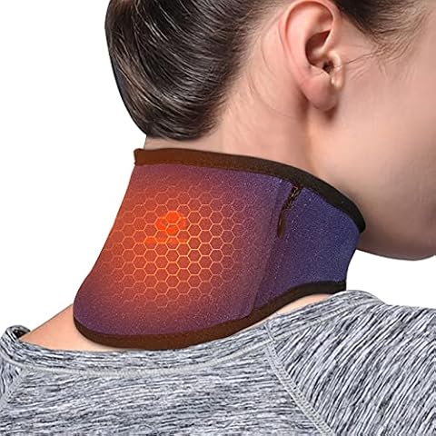 Neck Heat Pad - Neck Pain Relief by Far-Infrared Physical Therapy, Heated Neck Wrap with Adjustable Temperature and USB Cord, Perfect for Injured or Sore Neck,Blue Cover