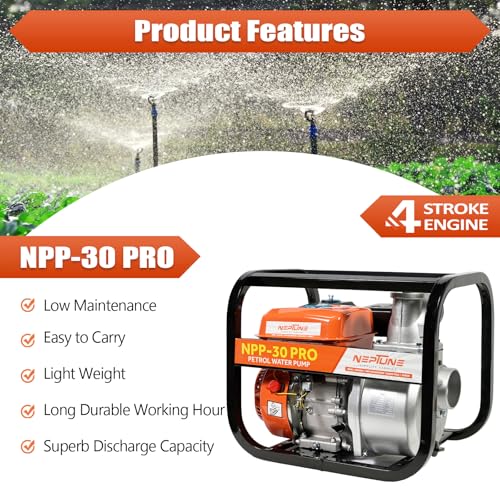Image of Neptune Simplify Farming NPP-30 Pro 7 HP Petrol Water Pump with 4 Stroke 196CC Petrol Engine 3600 RPM Pump Ideal for Agriculture, Farming, Irrigation and Draining