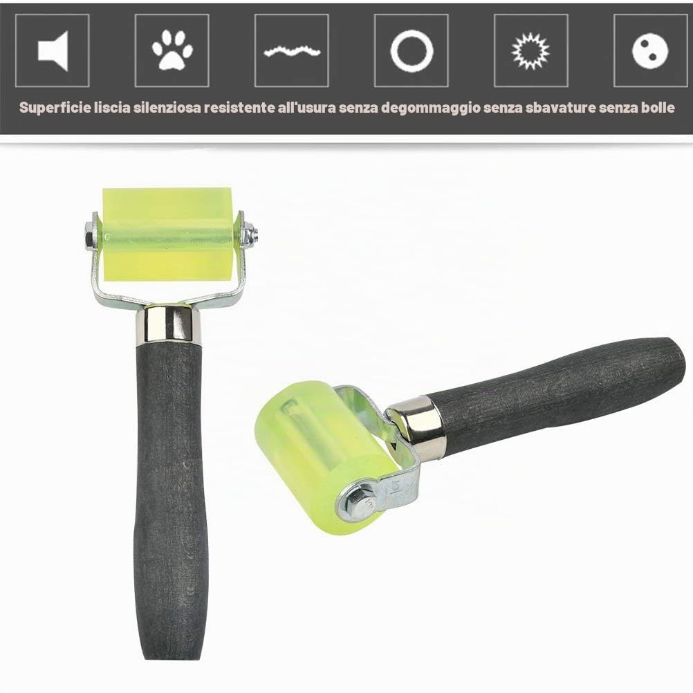 Attrezzo per l’installazione di materiale fonoassorbente, rullo di pressione, rullo di gomma di compattazione riparazione pneumatici Stitcher manico in legno strumento rullo di gomma