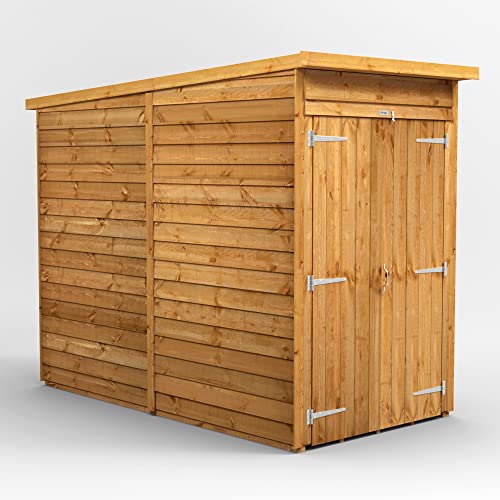 Powersheds High Grade Premium Pent Overlap Wooden Shed with Double Door, Security Features, Door Flexibility, made from Extra Thick Timber (Windowless)
