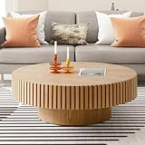 KEVINSPACE Round Coffee Table Wood for Living Room Modern Circle Center Table Home Furniture Small Space Wooden 31.49'