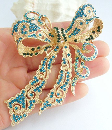 Image of 4.13 inch Rhinestone Crystal Bowknot Brooch Pin Pendant Wedding Prom Jewelry BZ5823