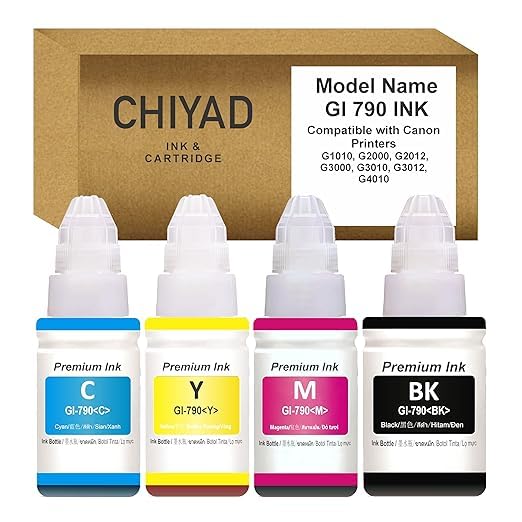 Image of GI-790 Compatible for Canon Pixma Ink Suitable for G1000, G1010, G1100, G2000, G2002, G2010, G2012, G2100, G3000, G3010, G3012, G3100, G4000 Printers (GI-790 Black Ink 1 Pcs)