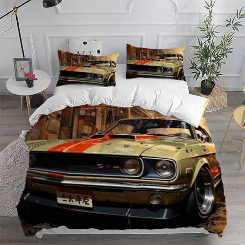 Housse de couette double 200x200cm microfibre imprimé 3D pour lit ado sans pli
