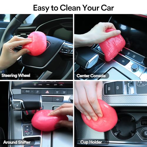 PULIDIKI Car Cleaning Gel Car Cleaning Putty Car Putty Auto Detailing Tools Car Slime Cleaner Dust Cleaning Gel for Car Interior Cleaner Car Cleaning Supplies Car Accessories Pink (2Pack)