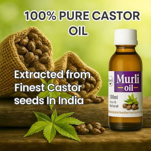 Image of Murli Castor Oil (Arandi ka Tel) | 100% Pure & Natural Oil for Hair Growth, Eyelashes, Eyebrows, Skin, Scalp, Nails, Acne Scars, Pigmentation & Lip Care | Rich in Vitamin E (400 ml)