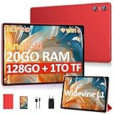 SKYEGG Tablette 10 Pouces Android avec 20 Go RAM+128 Go ROM (Extensible Jusqu'à 1 to), Octa-Core, Widevine L1, Wi-FI 6, BT 5.0, 6000 mAh, 5MP+8MP, Tablette Tactile avec étui de Protection, Rouge