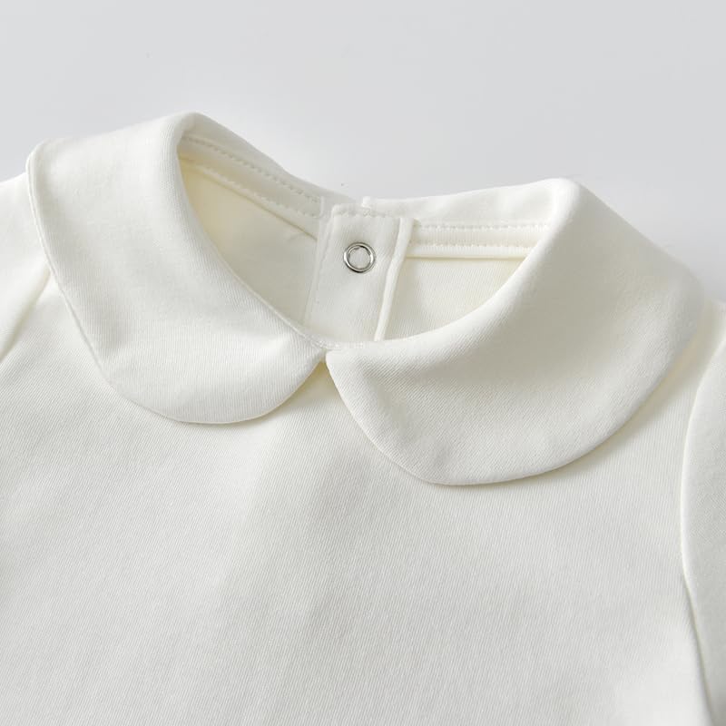 Image of Toddler Kids Girls Boys Basic Peter Pan Collar Tee Shirt T-Shirts Tops Bottom Long Sleeve Solid Blouse