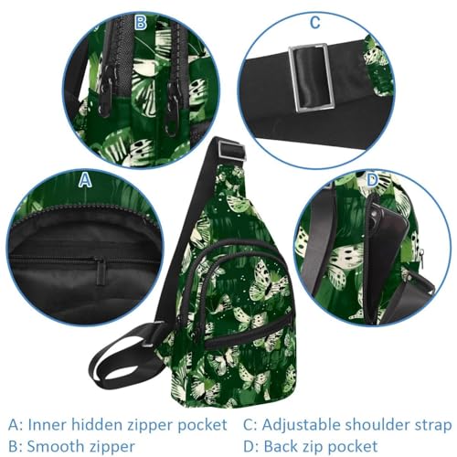 Mochila cruzada de mariposas verdes con correa ajustable ultraligera multicolor 2