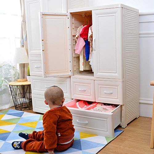 Armario de almacenamiento para niños de plástico con baldas interiores 4